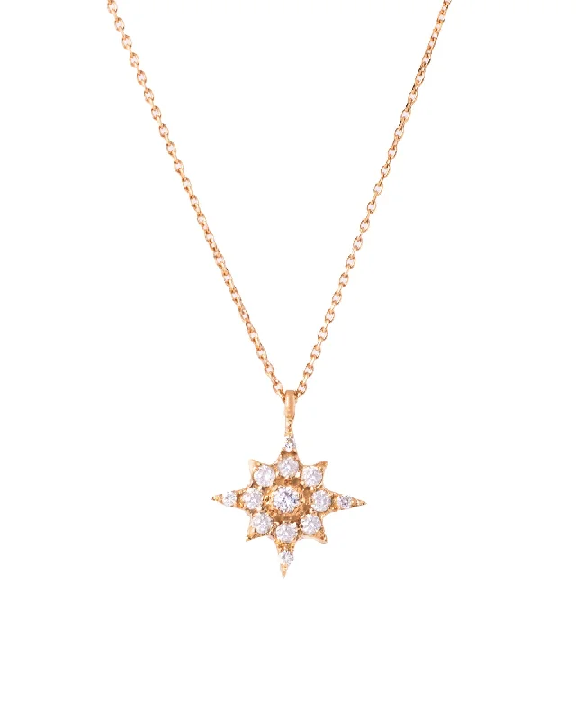 vintage-style diamond halo ring Twinkle 18K Gold, Whitegold or Rosegold Necklace w. 13 Diamonds
