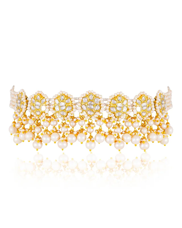 simple crystal earrings Harshi Polki Choker