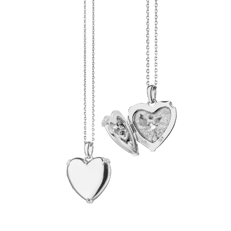 diamond halo pendant necklace HEART LOCKET NECKLACE WITH WHITE SAPPHIRES