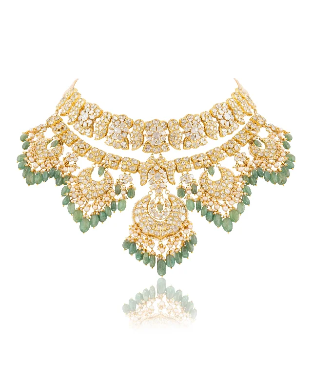 unique square diamond ring Hina Polki And Diamond Necklace