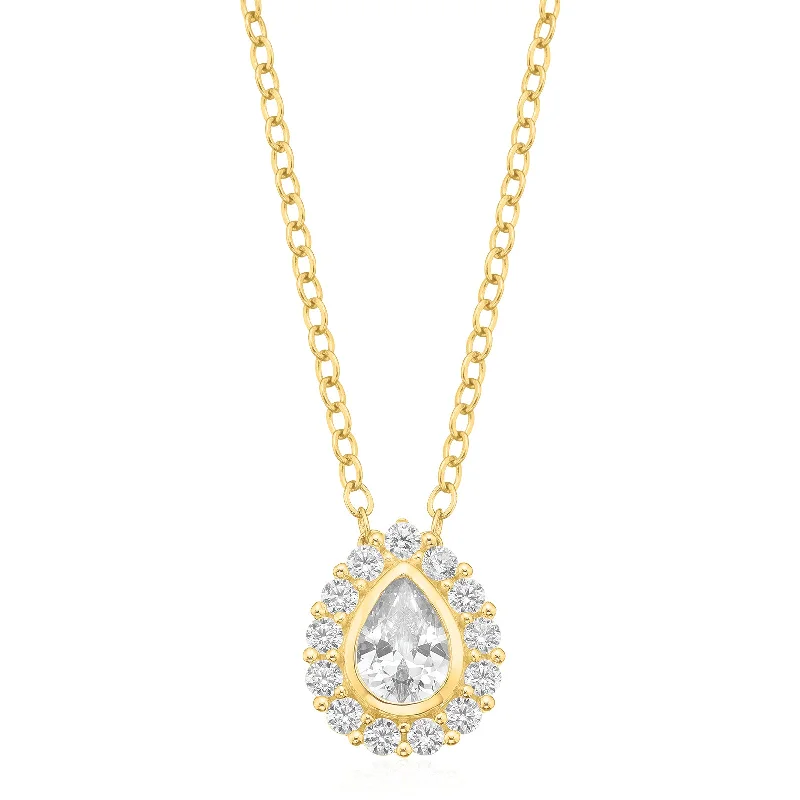 celestial star ring gold HUSH 9ct Yellow Gold with Pear & Round Brilliant  Cut 1.10 CARAT tw of Diamond Simulant Pendant