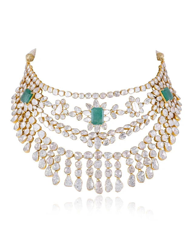 elegant aquamarine drop earrings Ishita Polki Necklace