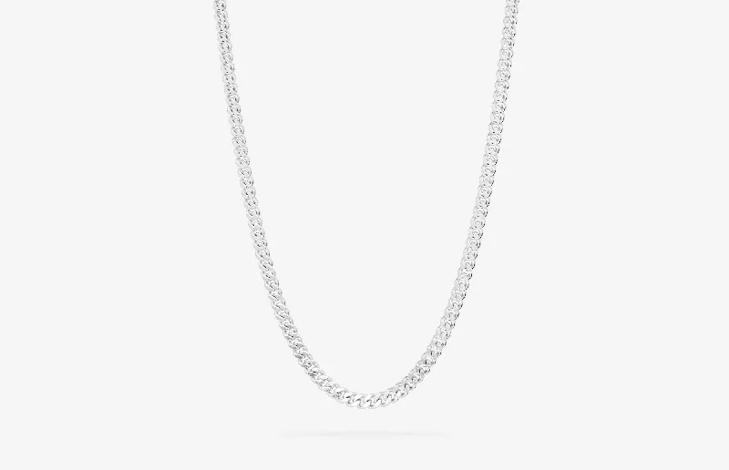 natural jade ring IX Curb Brushed Silver Necklace