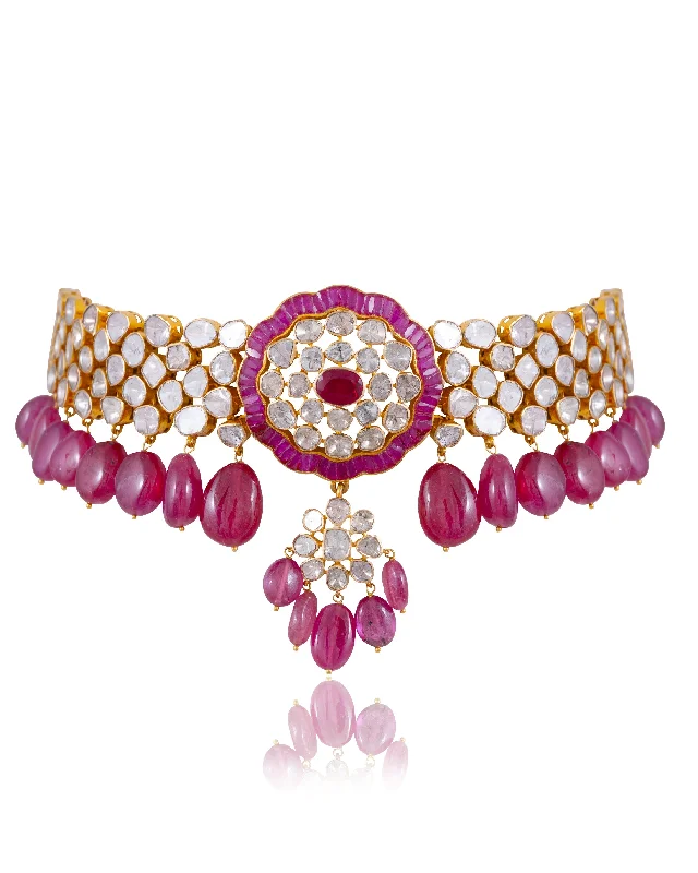 hypoallergenic earrings for sensitive ears Jasmin Polki Choker