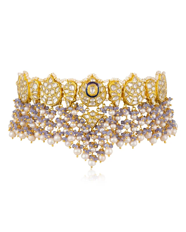 vintage-inspired moonstone necklace Jessica Polki Choker