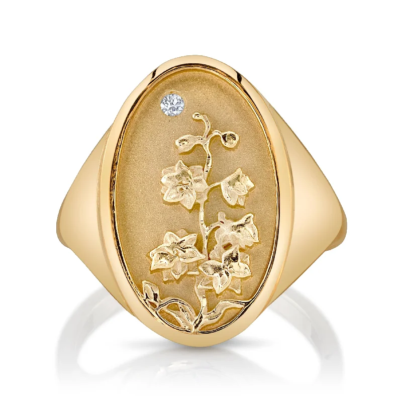 JULY BIRTH FLOWER SIGNET RING