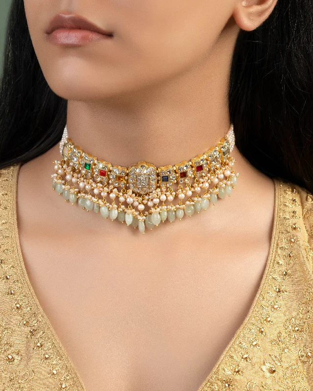 real jade bangle bracelet Kaashi Polki Choker