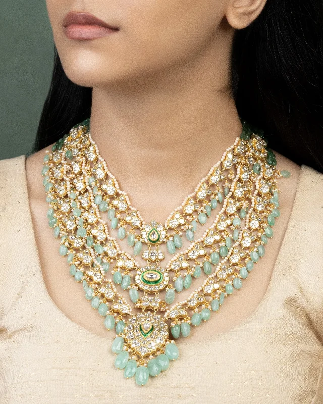 emerald-cut aquamarine necklace Kainaat Polki Long Necklace