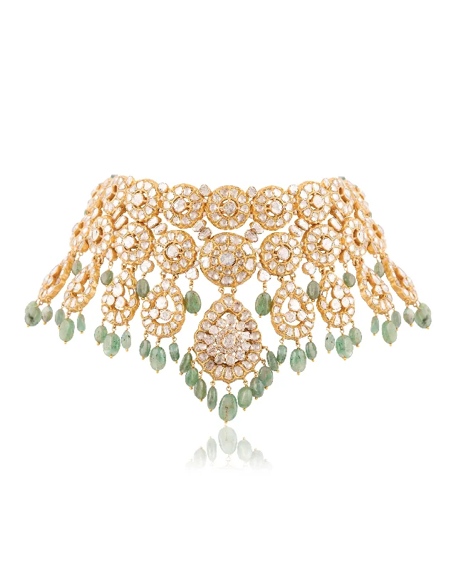 classic diamond hoop earrings Kanisha Polki And Diamond Choker