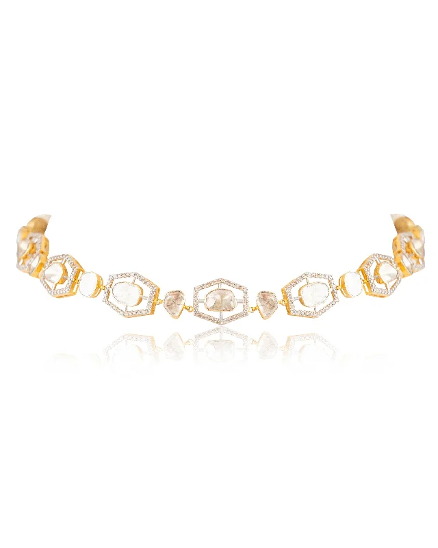 cubic zirconia tennis necklace Kashish Polki And Diamond Choker