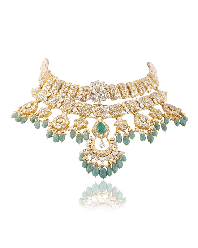 adjustable braided rope ring Kavya Polki Necklace