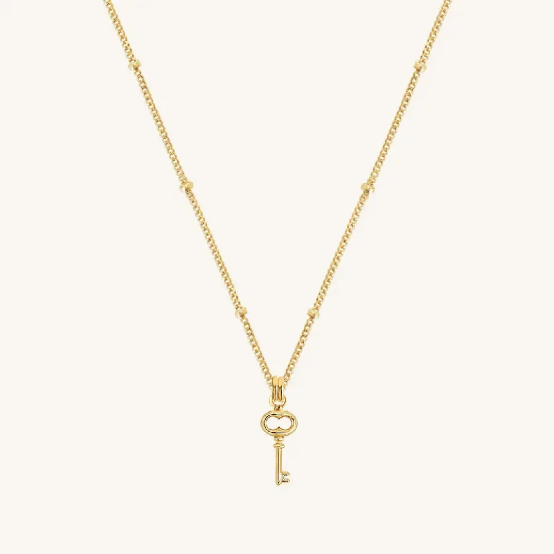 simple crescent moon ring Key Necklace