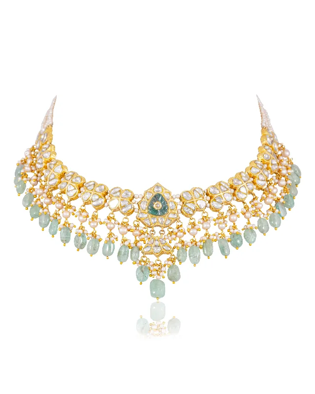 heart-shaped promise ring sterling silver Khushi Polki Necklace