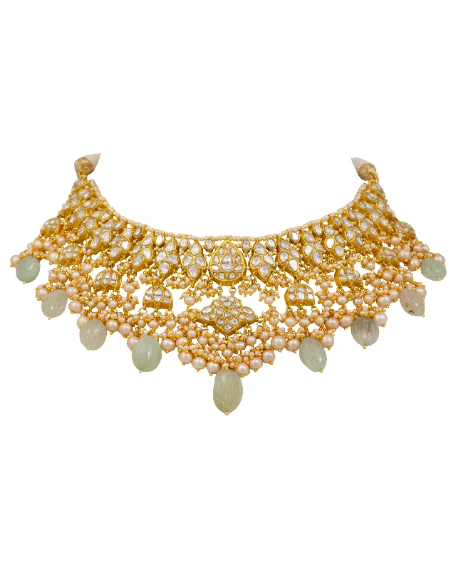 pearl stud earrings classic Kinika Polki Necklace