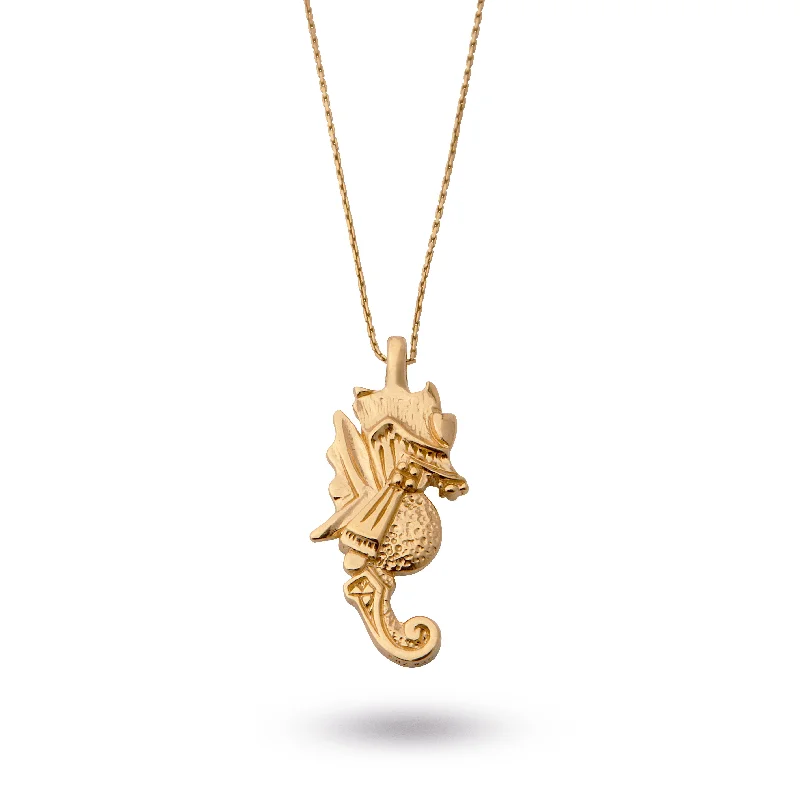 unique square diamond ring Seahorse 14K Gold Plated Necklace
