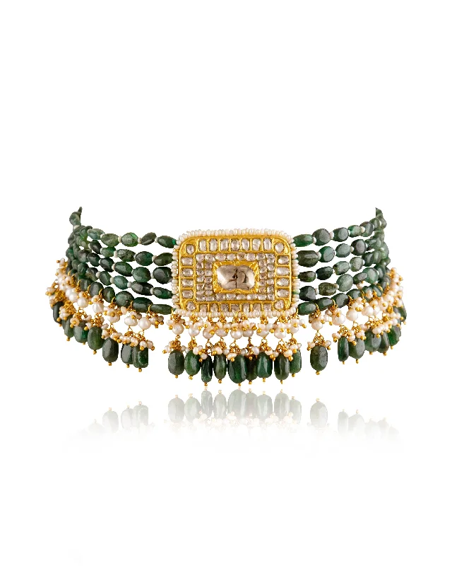 modern infinity signet ring Kriti Polki Bead Choker