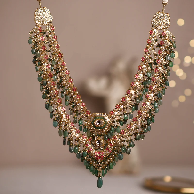 modern geometric silver ring Kusuma Polki Long Necklace