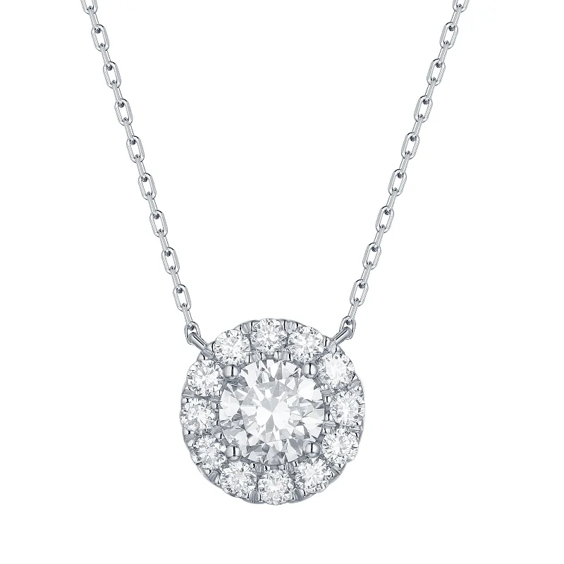 silver infinity symbol bracelet Lab Grown Diamond Halo Necklace (1 ctw)