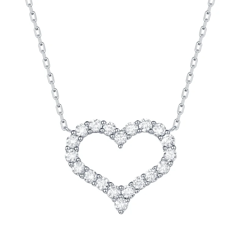sapphire halo engagement ring Lab Grown Diamond Heart Necklace (0.75 ctw)