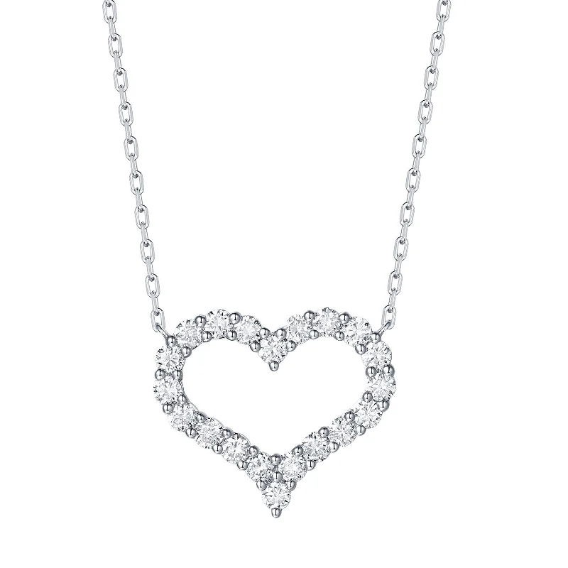 aquamarine and diamond wedding ring Lab Grown Diamond Heart Necklace (1 ctw)