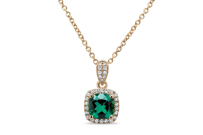 solid gold stacking rings set Lab Grown Emerald Cushion Pendant & Necklace