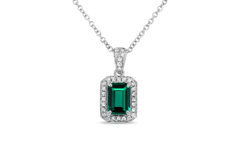 rose gold cartilage barbell Lab Grown Halo Emerald Necklace
