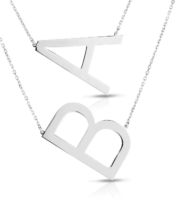 vintage art deco engagement ring Silver Initial Necklace: Large