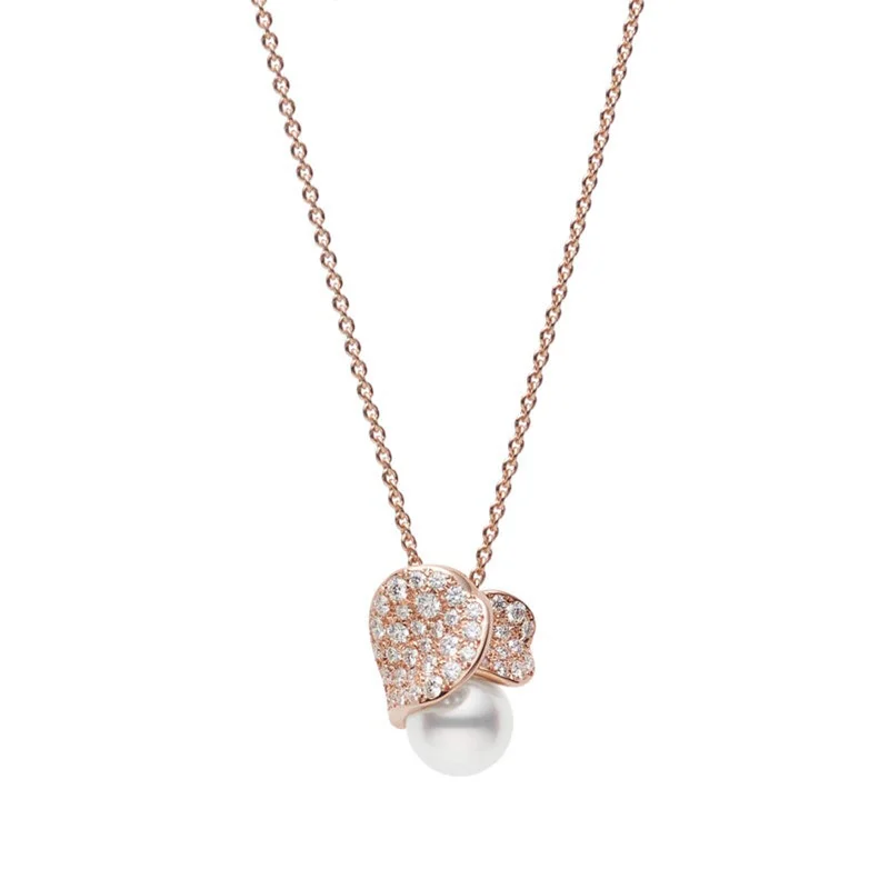 minimalist cuff bracelet adjustable Les Pétales Place Vendôme Akoya Cultured Pearl Pendant in 18K Pink Gold