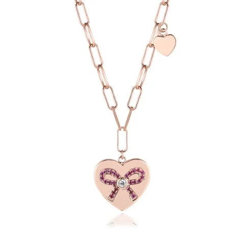 personalized hand-stamped bar ring Love Ties Necklace: Rose