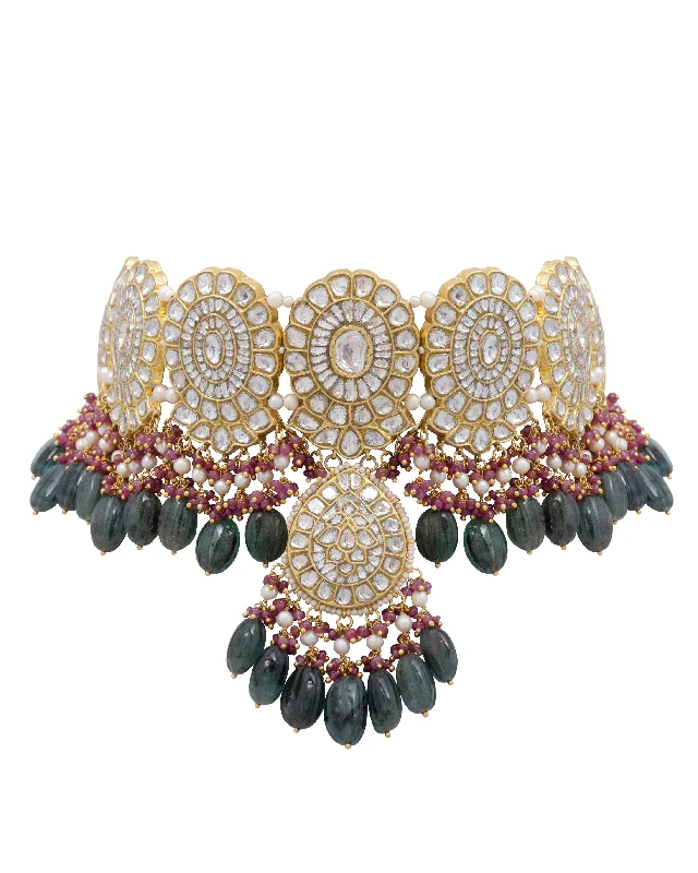 vintage-style diamond halo ring Lucia Polki Choker
