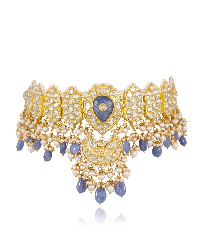 handcrafted gemstone drop earrings Lunaai Polki Choker