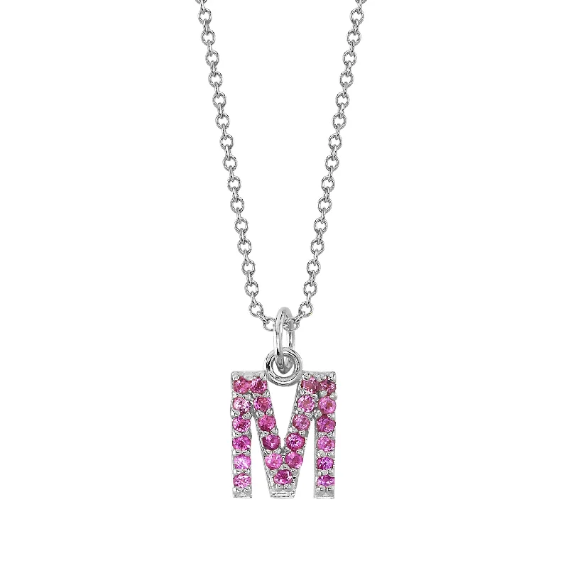 M Initial Birthstone Charm Necklace