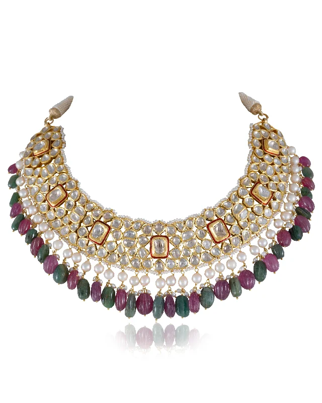 chunky chain necklace trendy Madhiya Jadau Polki Necklace