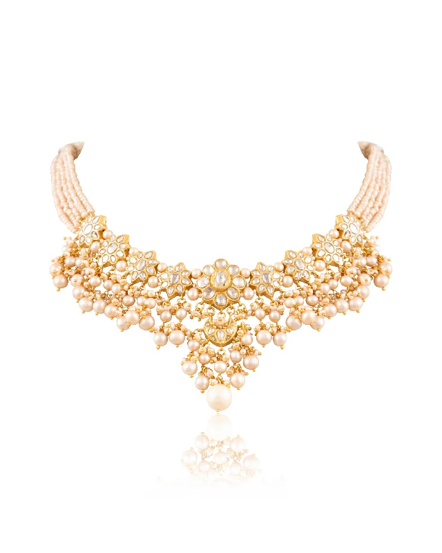 hexagon-shaped engagement ring unique Mahira Polki Necklace