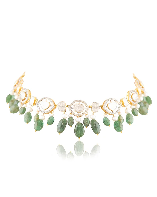 emerald cut diamond wedding ring Maithili Polki And Diamond Choker