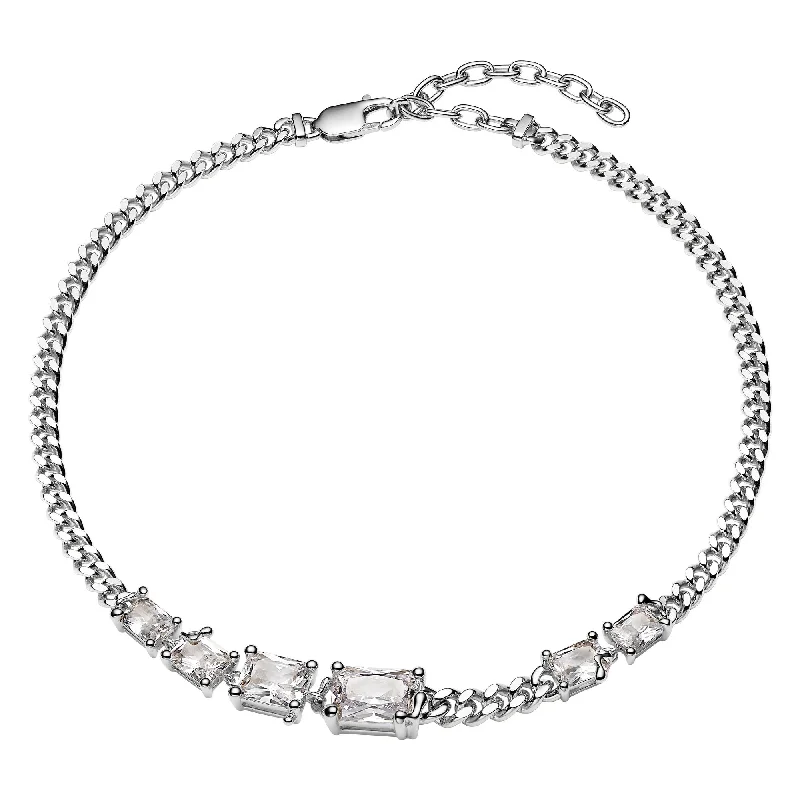 hexagon-shaped engagement ring unique Roppongi Chandelier Silver Necklace w. Zirconia