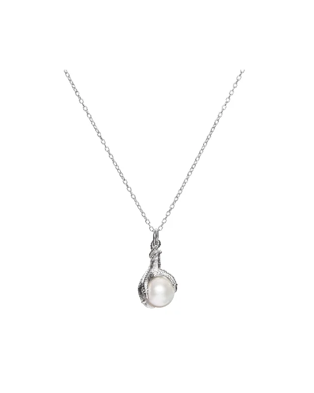 opal cluster ring unique Big Claw Silver Necklace w. Pearl