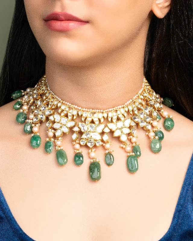 star-shaped cartilage stud earrings Mauni Jadau Polki Necklace