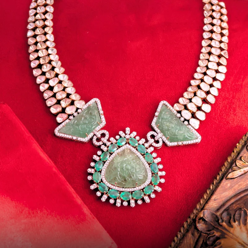 vintage filigree locket necklace Megha Polki And Diamond Necklace