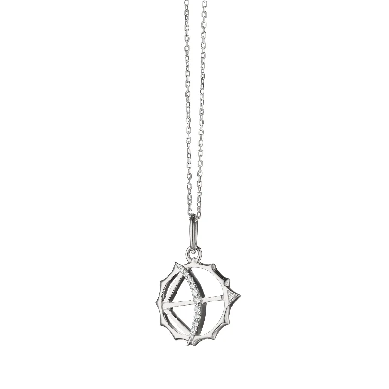 classic diamond solitaire earrings MINI "APOLLO" STERLING SILVER CHARM WITH SAPPHIRES - STRENGTH
