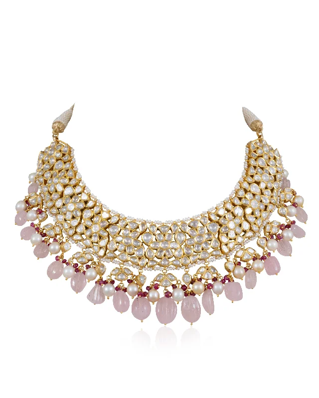 bezel set engagement ring modern Mira Jadau Polki Necklace