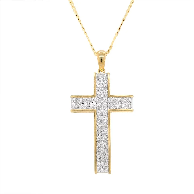 tiny star constellation bracelet MODERN STYLE YELLOW GOLD CROSS WITH 126 ROUND CUT DIAMONDS, 1/2 CT TW