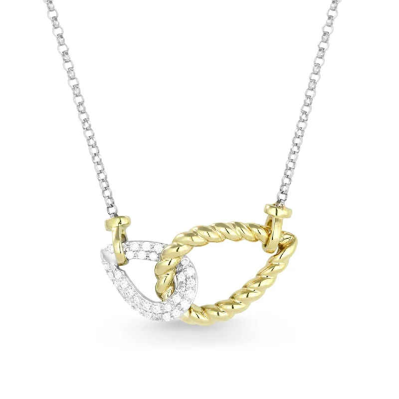silver moon and star pendant MODERN TWO-TONE GOLD AND DIAMOND NECKLACE, .10 CT TW