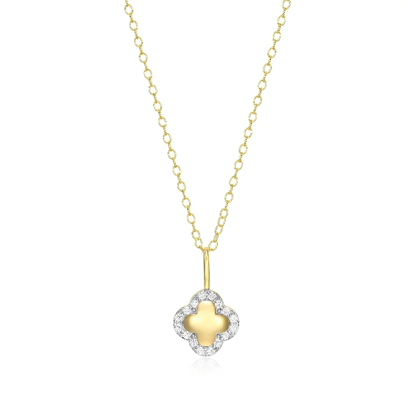 diamond halo pendant necklace Monte Luna Gold Plated Clover Necklace