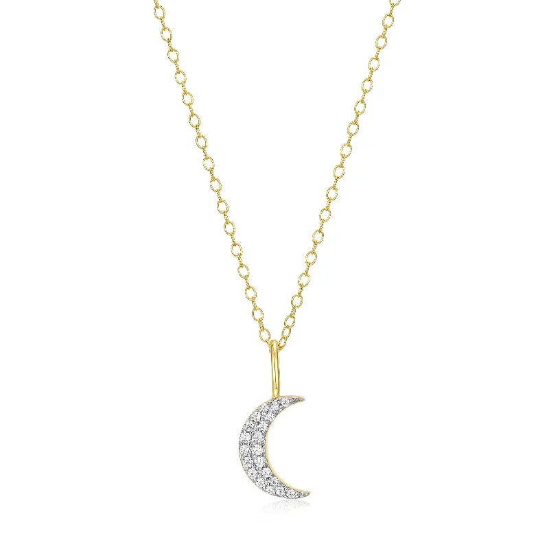 minimal gold ring stack Monte Luna Gold Plated Crescent Moon Necklace