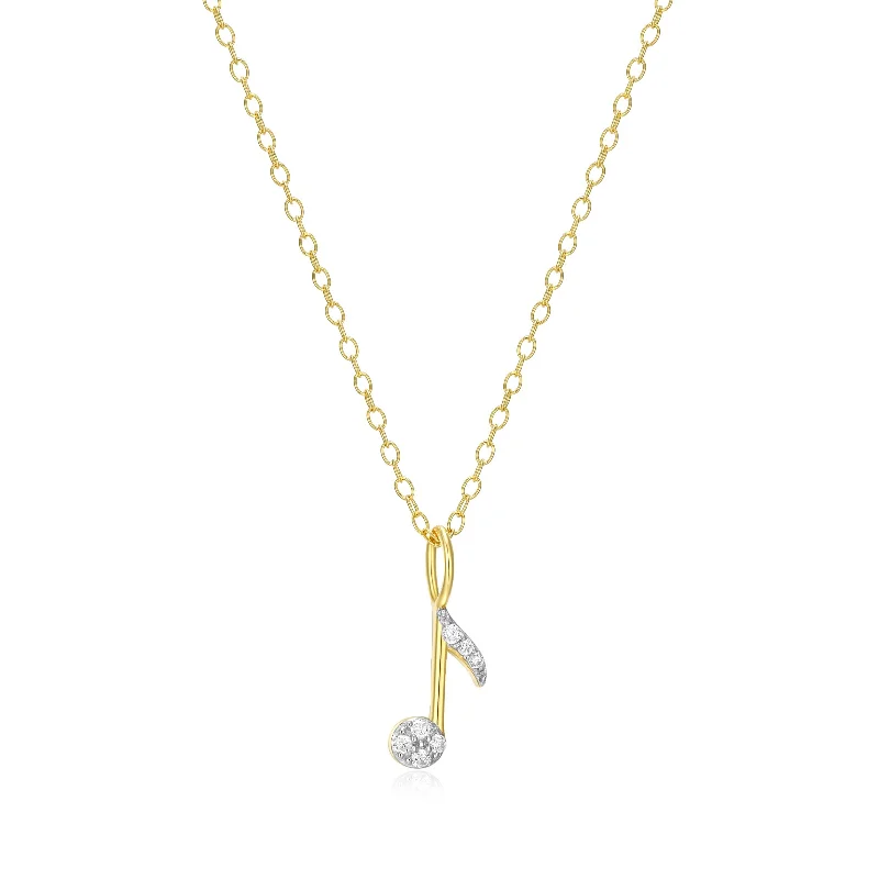 elegant pearl necklace with diamonds Monte Luna Gold Plated Music Note Necklace