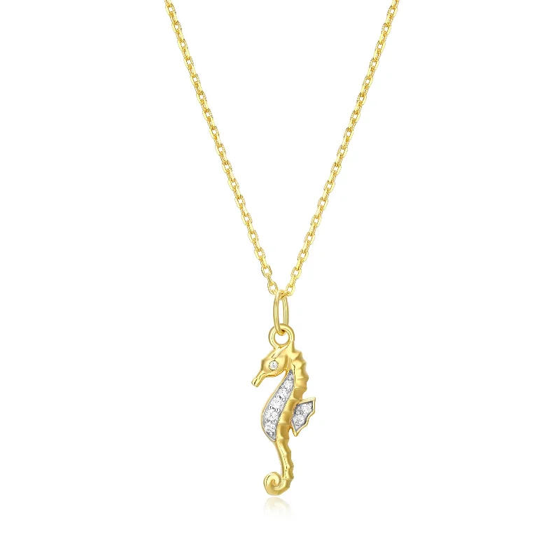 classic diamond solitaire earrings Monte Luna Gold Plated Sea Horse Necklace