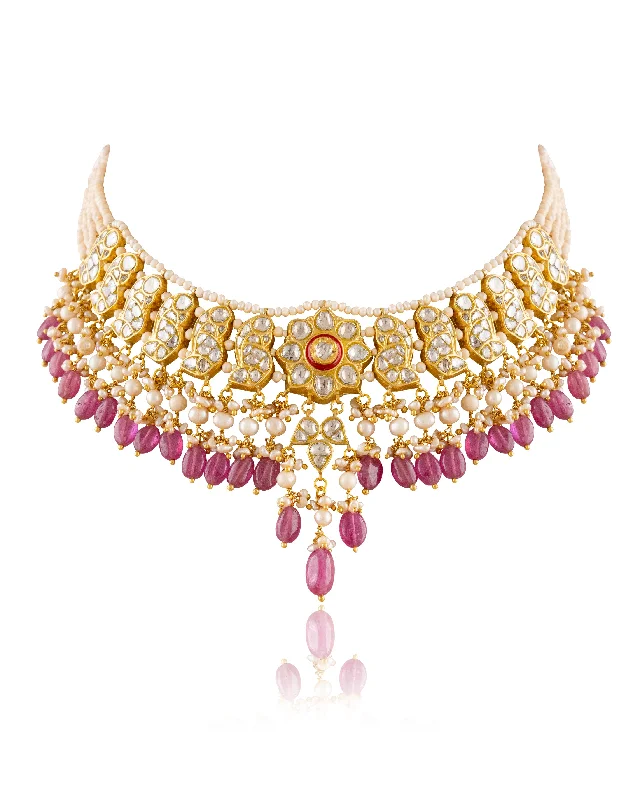 ruby and diamond engagement ring Mrunmya Polki Necklace