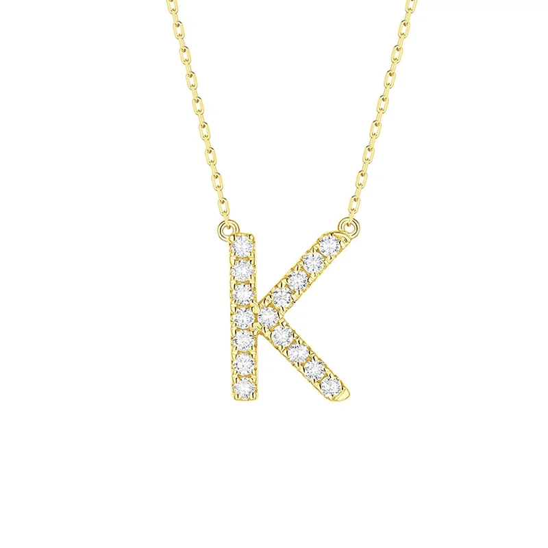 minimal diamond bar necklace My Type 0.25ct "K" Lab Grown Diamond Necklace NL-00156WHT