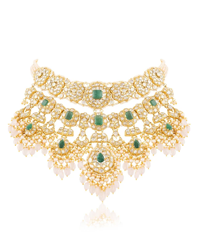 minimalist gold square earrings Naaz Polki Necklace